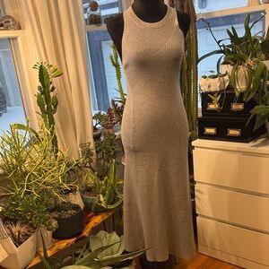 Banana Republic Gray Ribbed Maxi Dress